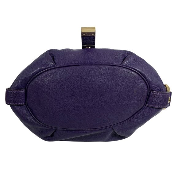 MICHAEL Michael Kors Fulton Large Purple Leather Shoulder Handbag Belted Sides - Picture 9 of 16